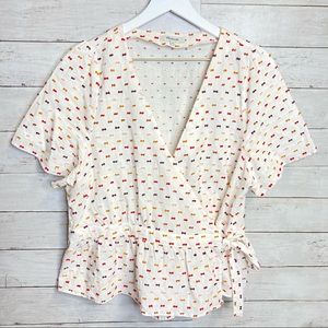 Madewell | Wrap Textured Cream Top size XL